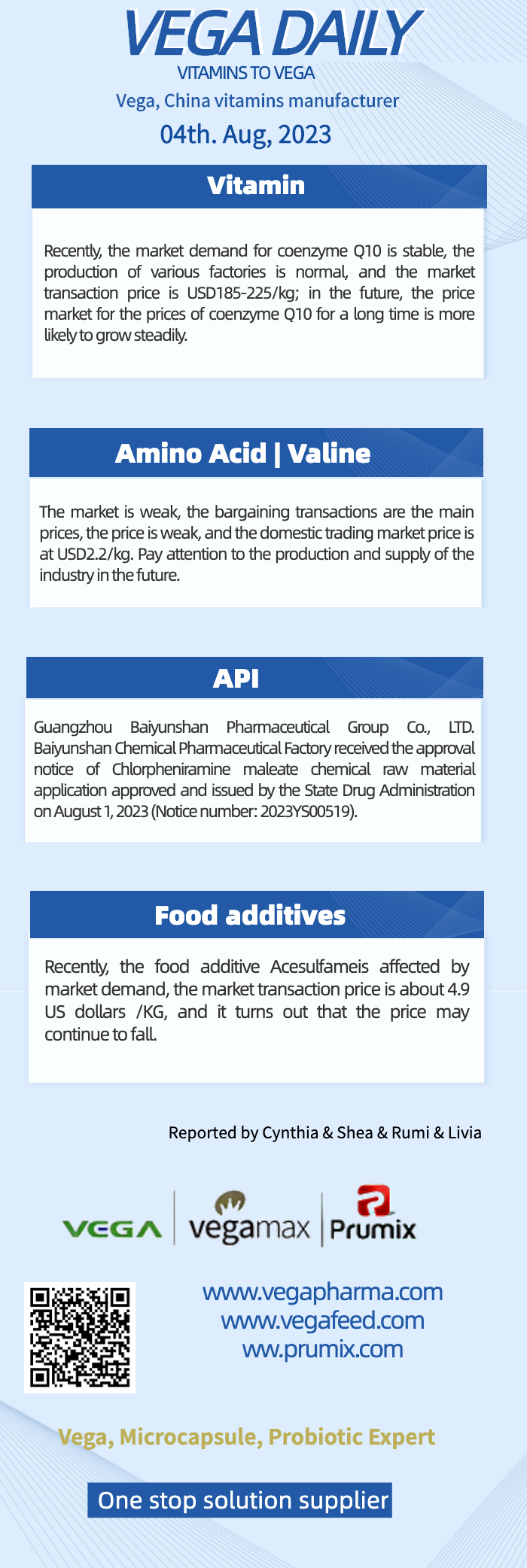 Vega Daily Dated on August  4th 2023 Vitamin Valine API Food additives.jpg